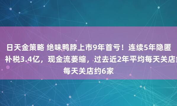 日天金策略 绝味鸭脖上市9年首亏！连续5年隐匿营收，补税3.4亿，现金流萎缩，过去近2年平均每天关店约6家